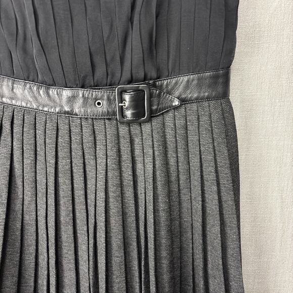 Dolce Gabbana Pleated Silk Wool Blend Dress, Gray Black, 40 - Picture 2 of 13